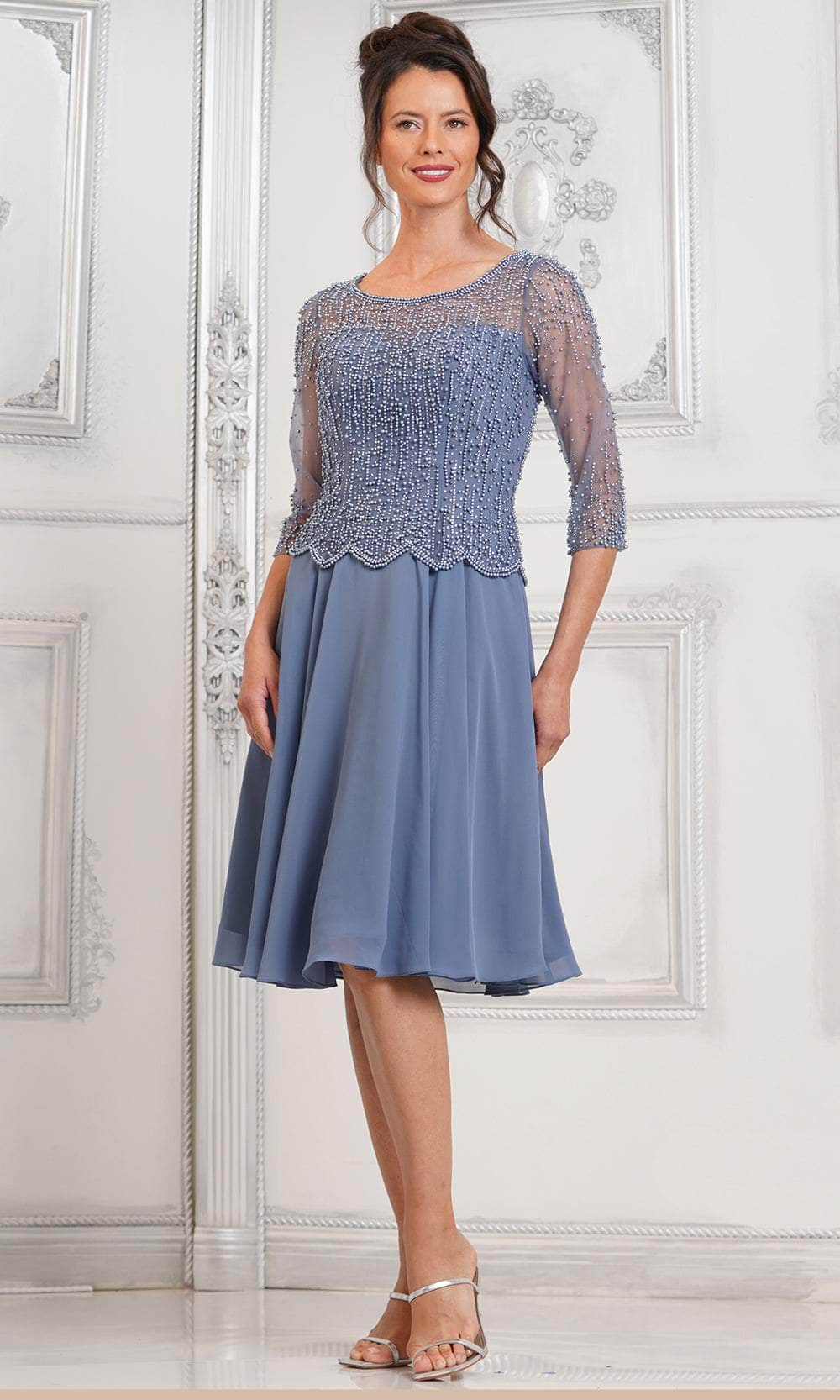 Marsoni by Colors M312S - Jeweled Scalloped Waist Cocktail Dress - back view