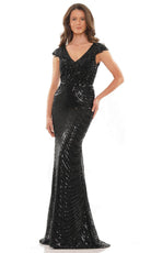 Marsoni by Colors M315 - Cap Sleeve Beaded Formal Dress - designer evening gown at Silhouette Dresses