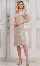 Marsoni by Colors M318S - Knee Length Sequin Dress - designer formal gown at Silhouette Dresses