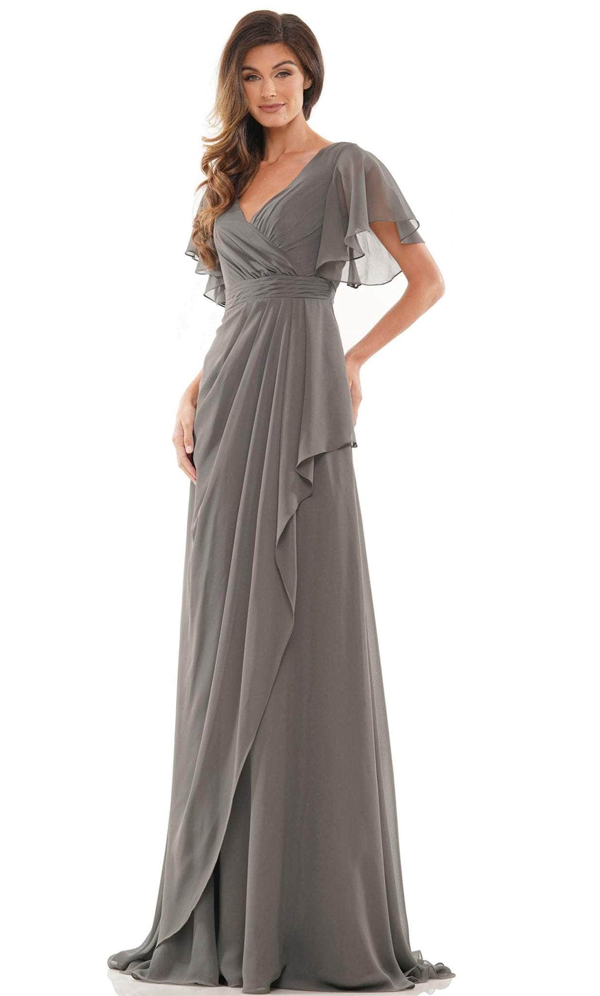 Marsoni by Colors M320 - Flutter Sleeve Evening Dress - back view
