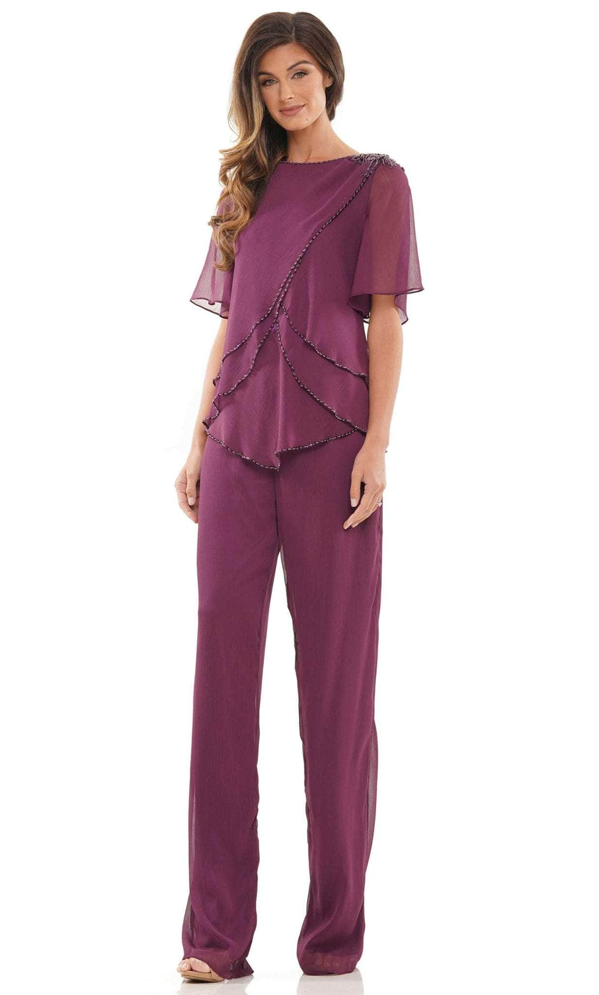 Marsoni by Colors M321 - Short Sleeves Bateau Neck Pantsuit - back view