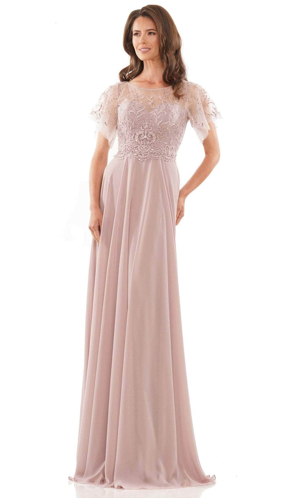 Marsoni by Colors M323 - Illusion Flutter Sleeve Formal Dress - back view