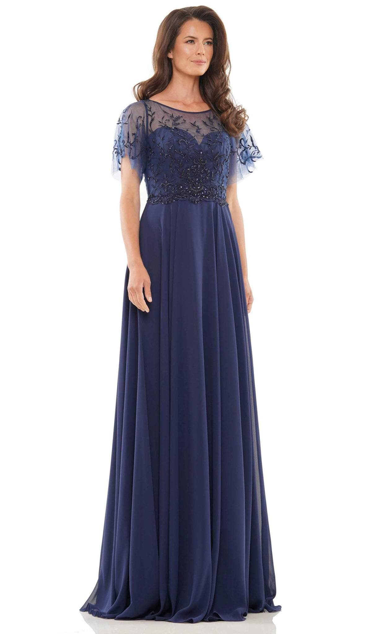 Marsoni by Colors M323 - Illusion Flutter Sleeve Formal Dress - detail view