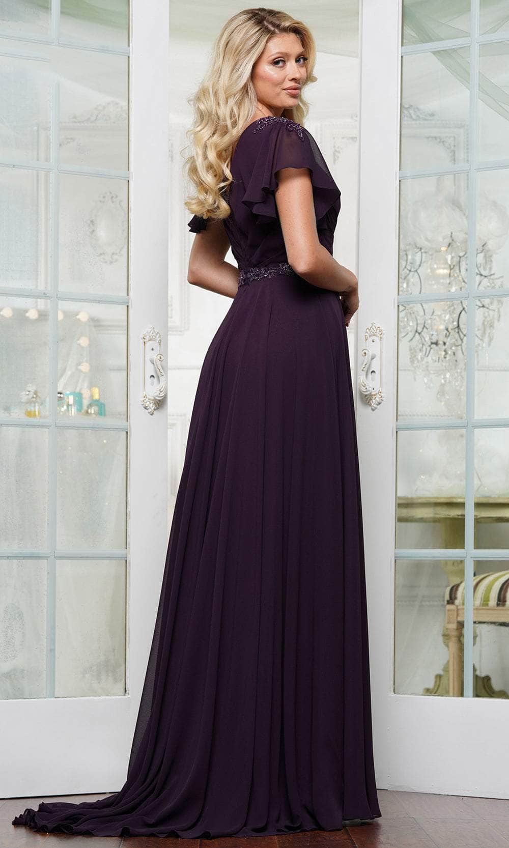 Marsoni by Colors M328 - Embellished Waist Evening Dress - back view
