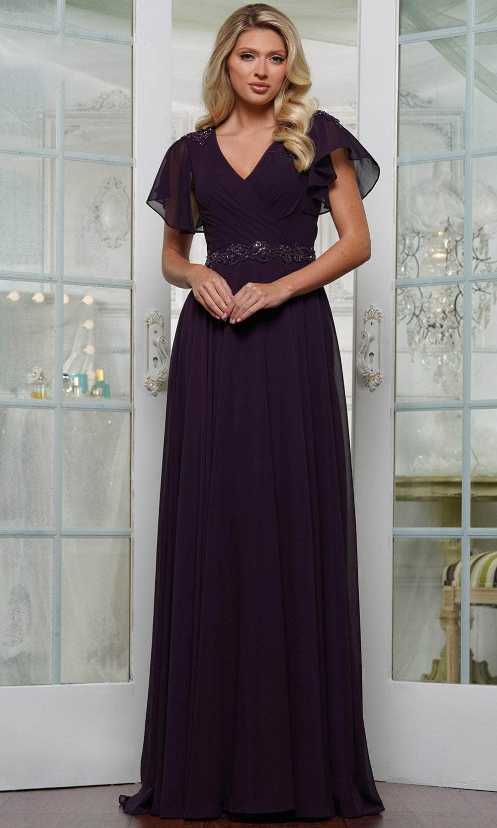 Marsoni by Colors M328 - Embellished Waist Evening Dress - designer mother of the bride dress at Silhouette Dresses