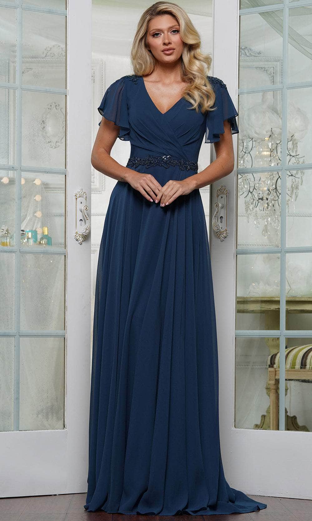 Marsoni by Colors M328 - Embellished Waist Evening Dress - detail view