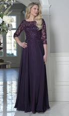 Marsoni by Colors M340SL - Three-Quarter Sleeve Lace Applique Dress