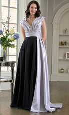 Marsoni by Colors M345 - Plunging Neck A-Line Gown with Sash