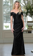 Marsoni by Colors M349 - Off Shoulder Sparkling Long Dress - Silhouette Dresses
