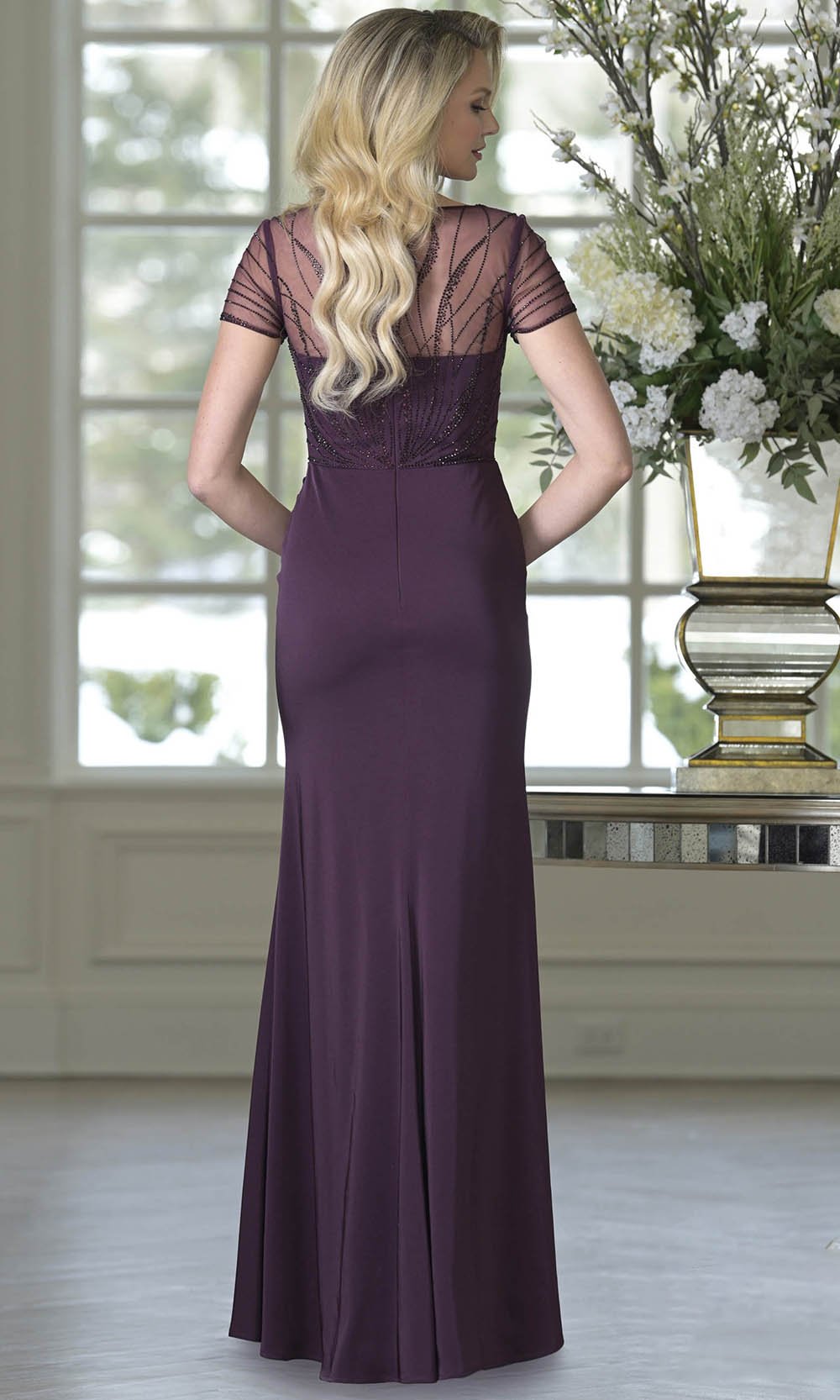 Marsoni by Colors M350 - Beaded Illusion Sheath Formal Dress - Silhouette Dresses