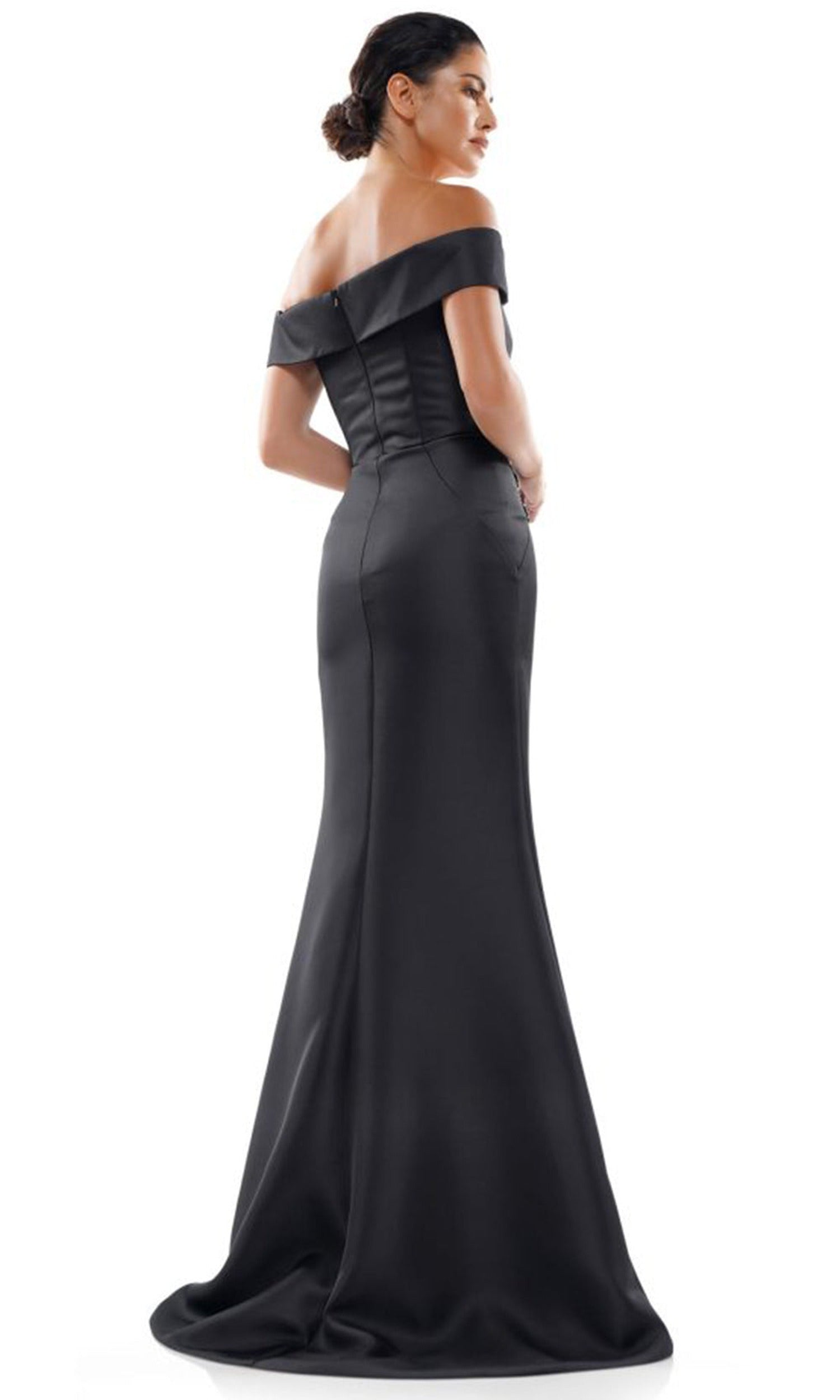 Marsoni by Colors MV1003-1 - Off Shoulder Beaded Waist Gown