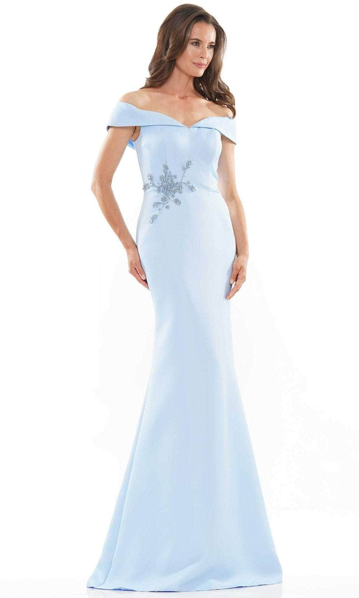 Marsoni by Colors - MV1003 Off Shoulder Jewel Accented Mermaid Gown