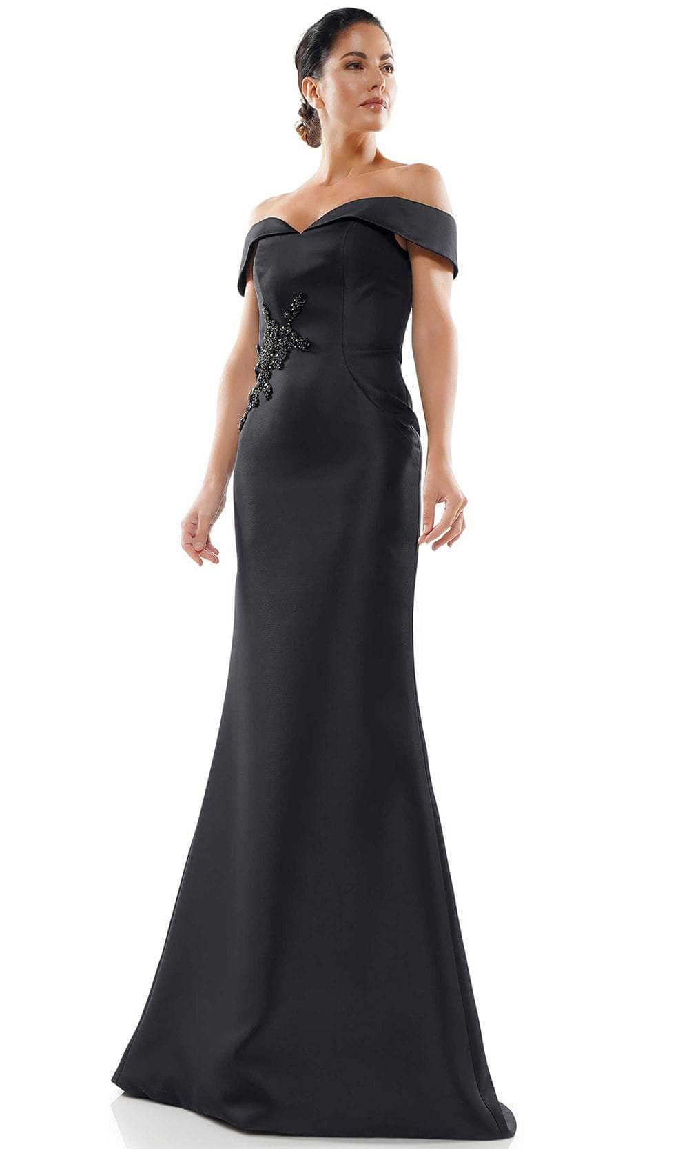 Marsoni by Colors - MV1003 Off Shoulder Jewel Accented Mermaid Gown - Silhouette Dresses