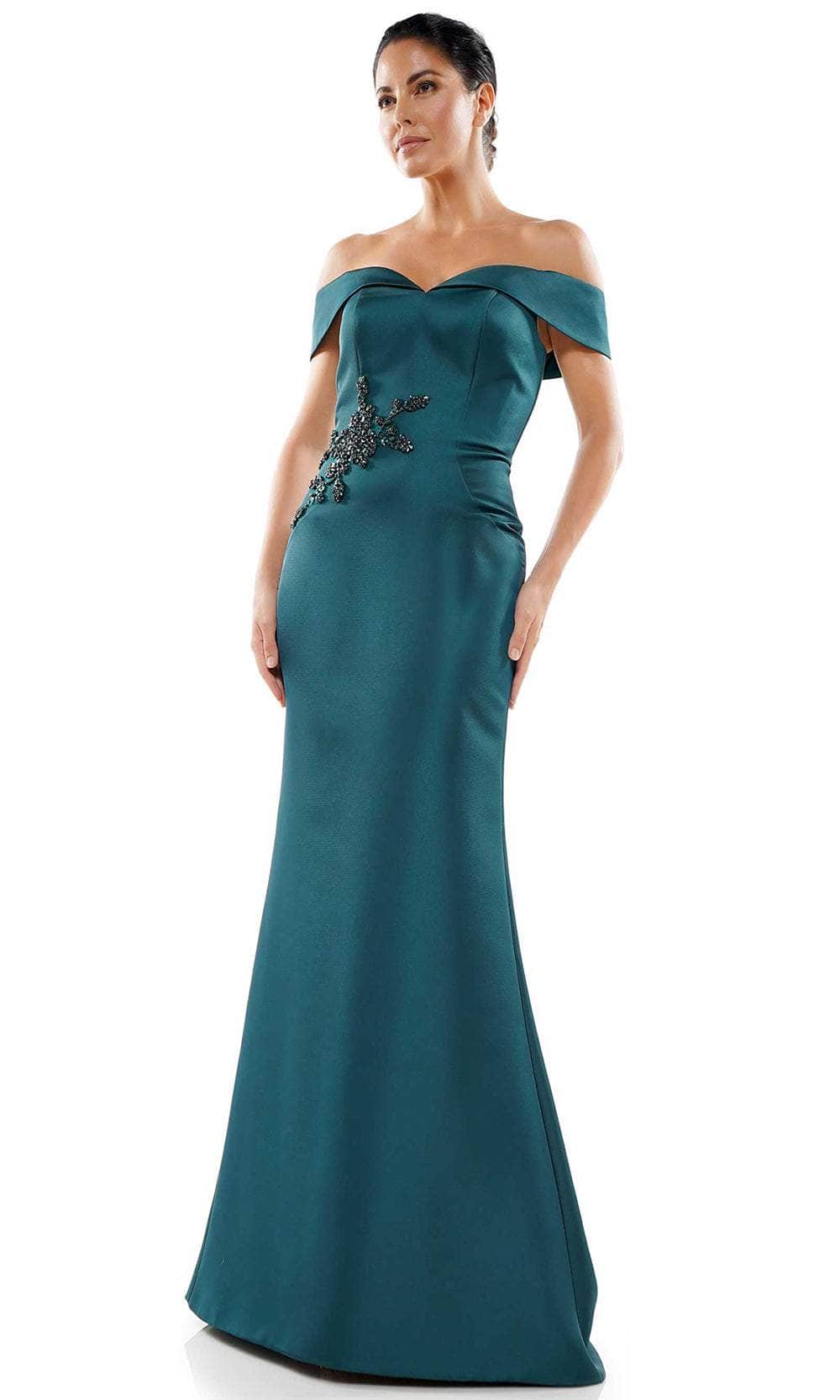 Marsoni by Colors - MV1003 Off Shoulder Jewel Accented Mermaid Gown - view 10