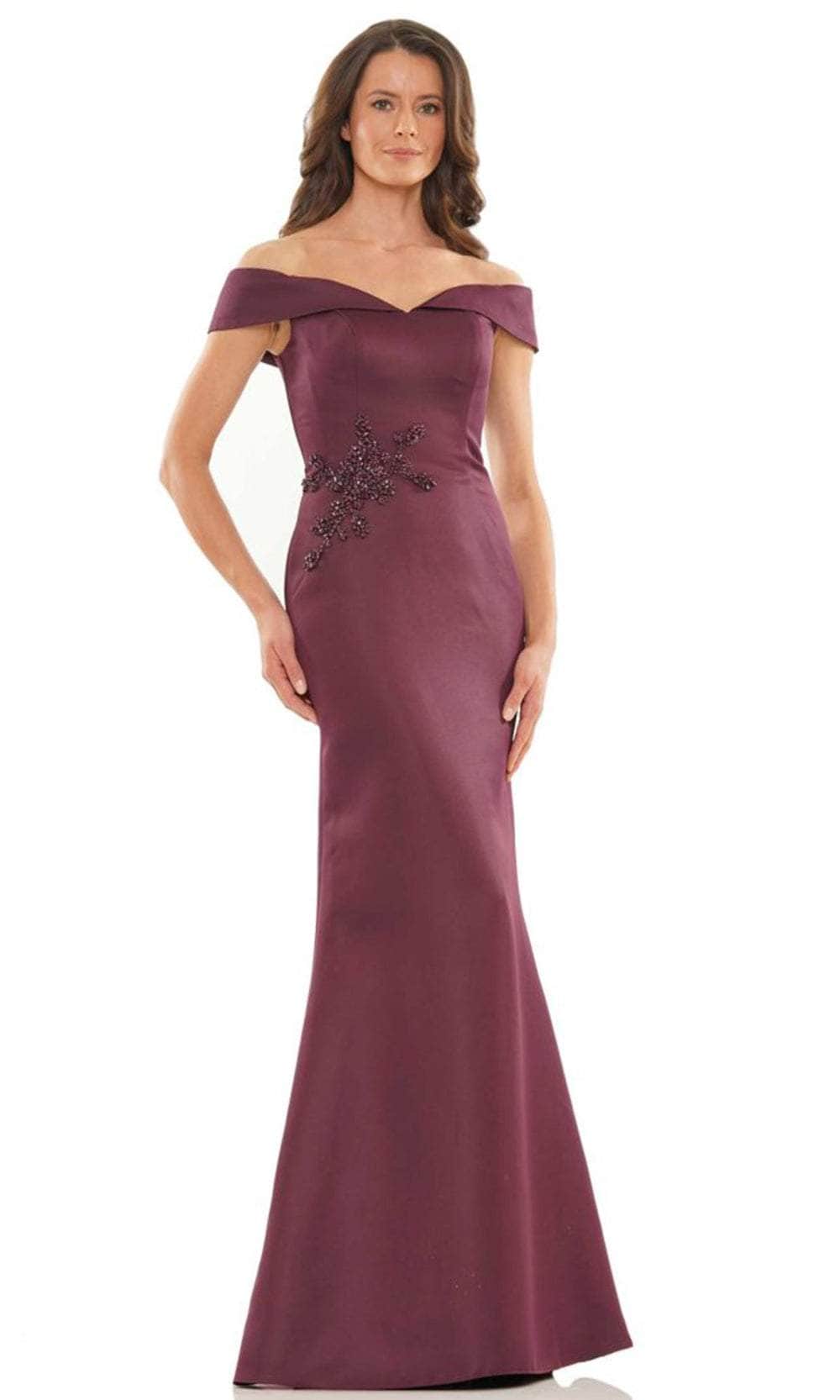 Marsoni by Colors - MV1003 Off Shoulder Jewel Accented Mermaid Gown - Silhouette Dresses