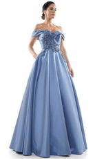 Marsoni by Colors - MV1008 Floral Beaded Surplice Off Shoulder Gown - view 12