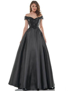 Marsoni by Colors - MV1008 Floral Beaded Surplice Off Shoulder Gown