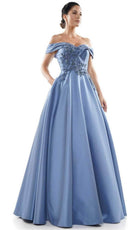 Marsoni by Colors - MV1008 Floral Beaded Surplice Off Shoulder Gown