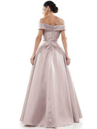 Marsoni by Colors - MV1008 Floral Beaded Surplice Off Shoulder Gown
