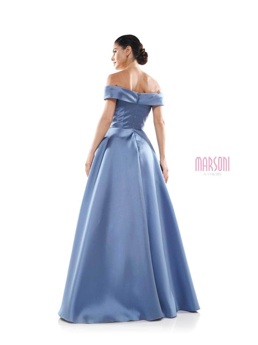 Marsoni by Colors - MV1008 Floral Beaded Surplice Off Shoulder Gown - view 5