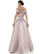 Marsoni by Colors - MV1008 Floral Beaded Surplice Off Shoulder Gown - view 7