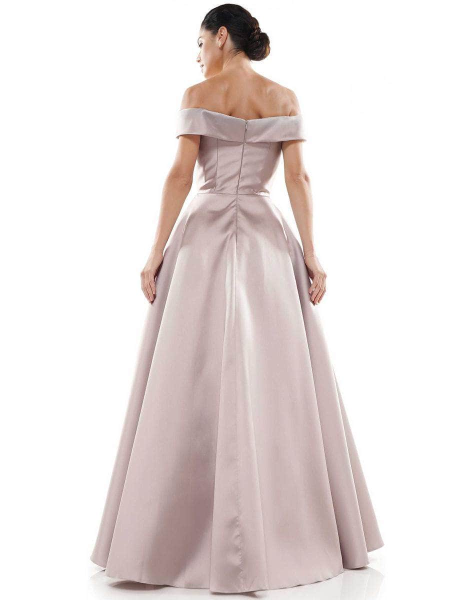 Marsoni by Colors - MV1008 Floral Beaded Surplice Off Shoulder Gown - view 7