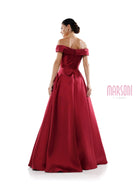 Marsoni by Colors - MV1008 Floral Beaded Surplice Off Shoulder Gown