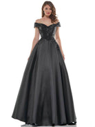 Marsoni by Colors - MV1008 Floral Beaded Surplice Off Shoulder Gown - designer mother of the bride dress at Silhouette Dresse