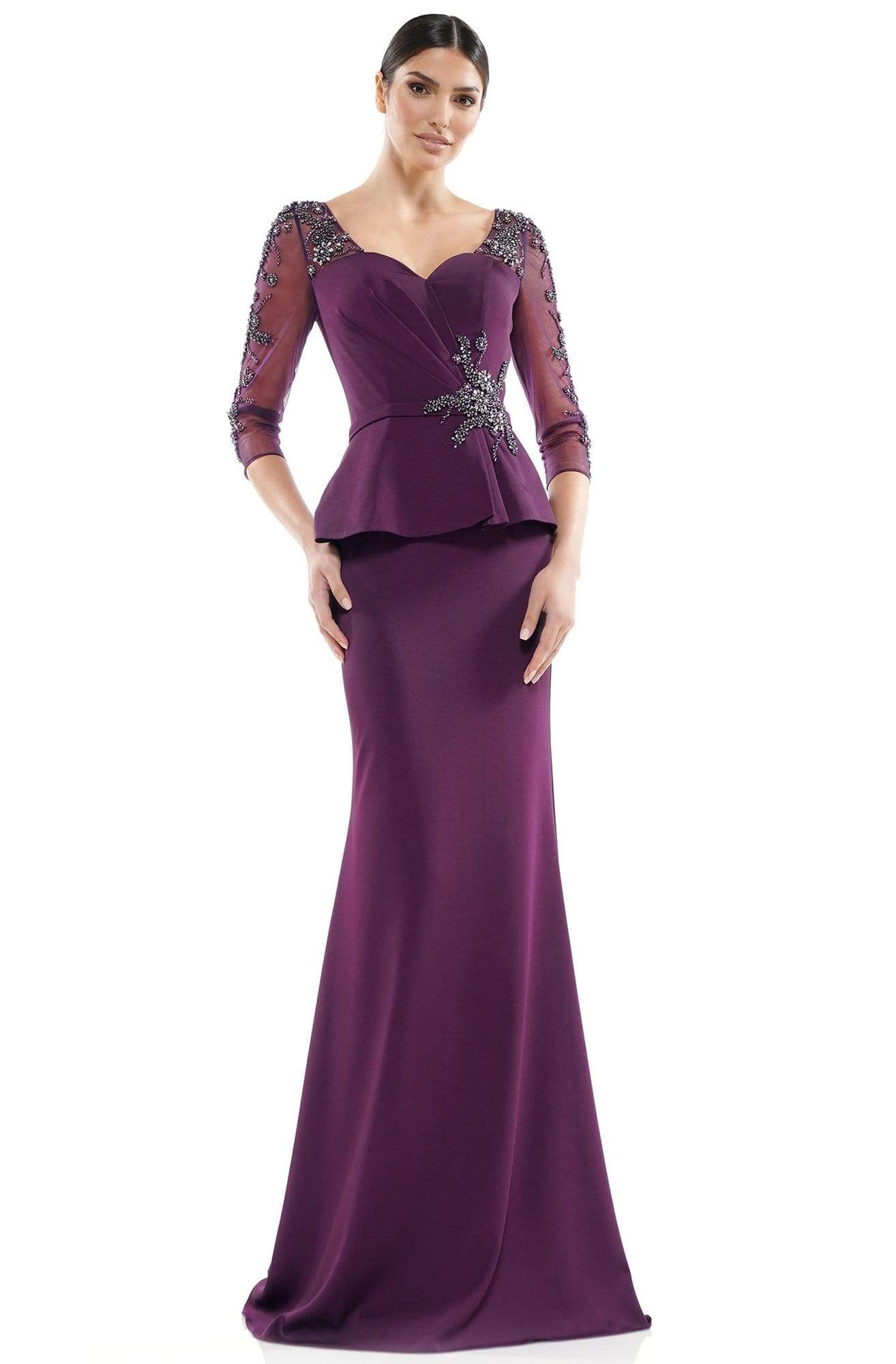 Marsoni by Colors - MV1037 Embellished Sweetheart Trumpet Dress - detail view