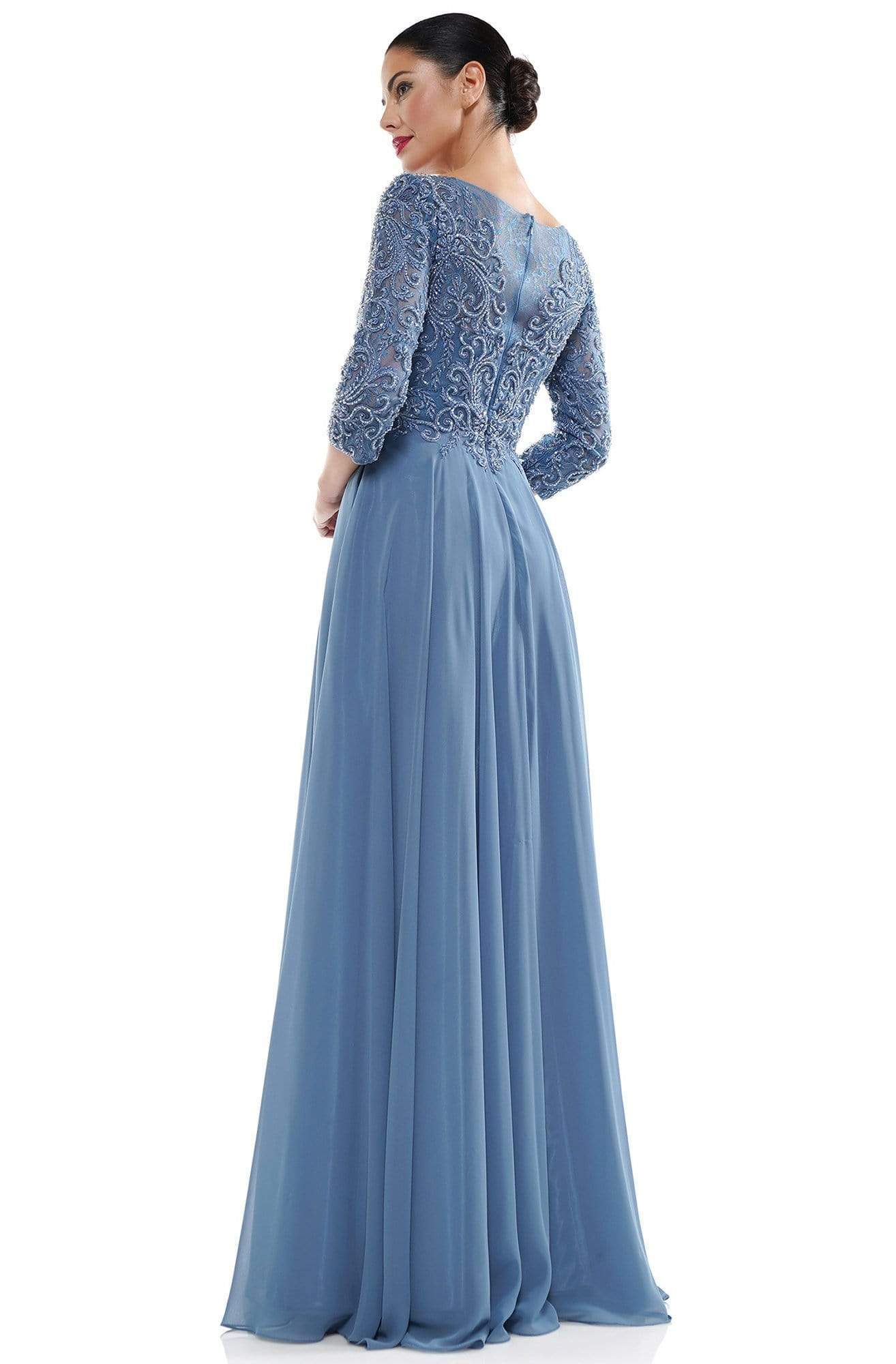 Marsoni by Colors - MV1052 Embroidered Bateau Chiffon A-line Gown - view 5