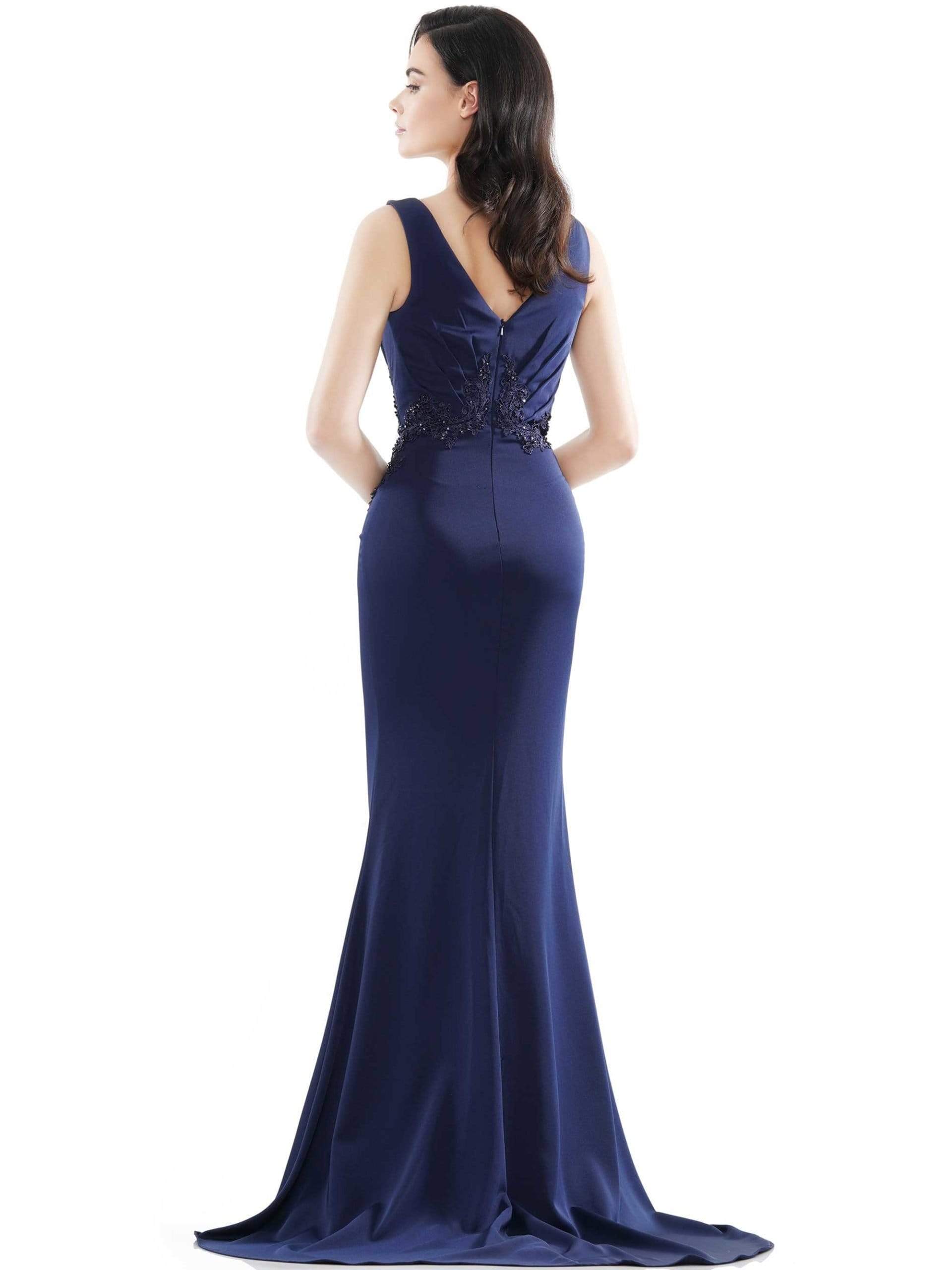Marsoni by Colors - MV1054 Embroidered V-neck Trumpet Dress - view 6