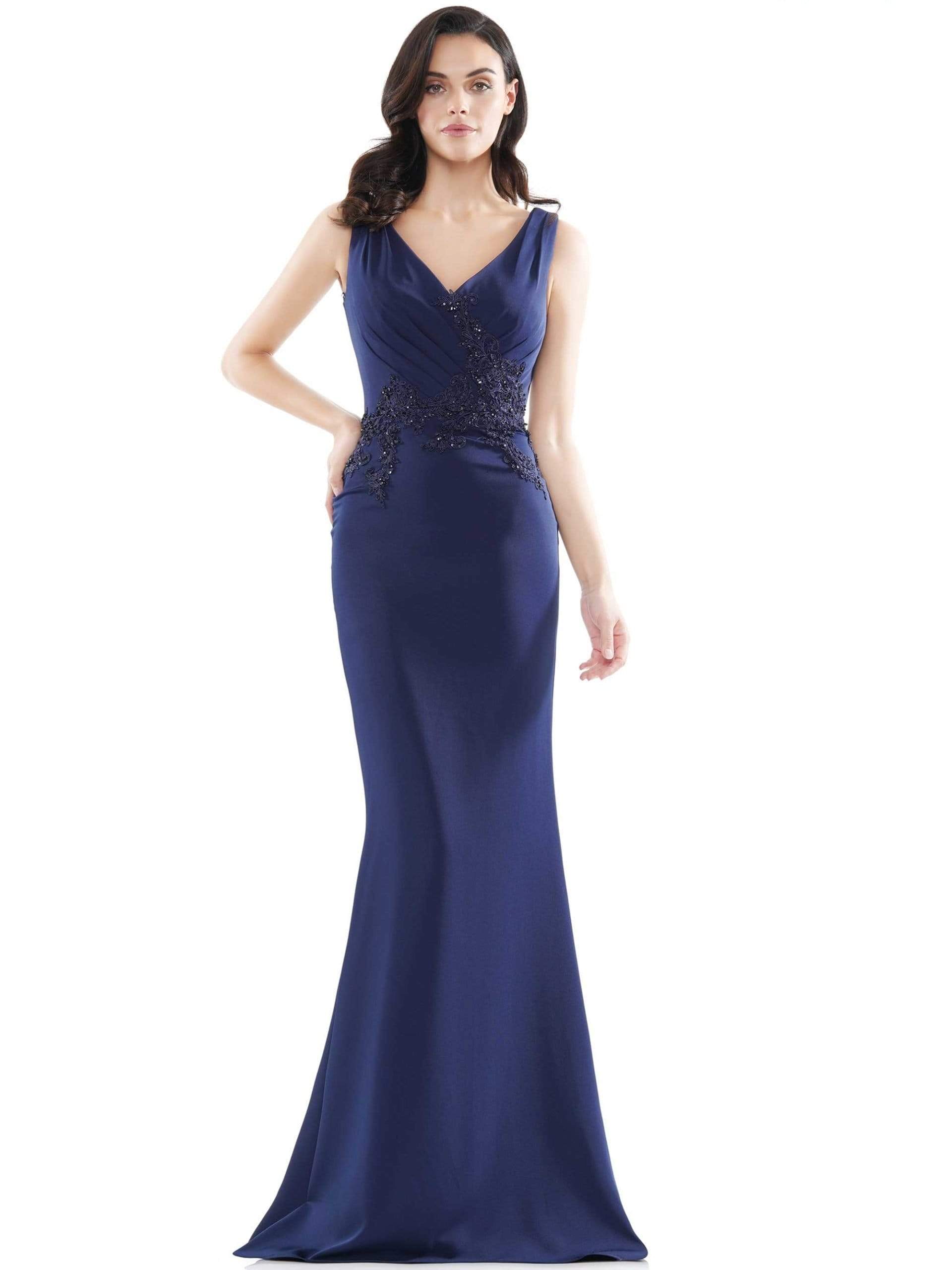 Marsoni by Colors - MV1054 Embroidered V-neck Trumpet Dress - view 5