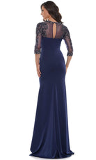 Marsoni by Colors - MV1070 Beaded Sheer Sleeves V Neckline Slit Gown - view 5