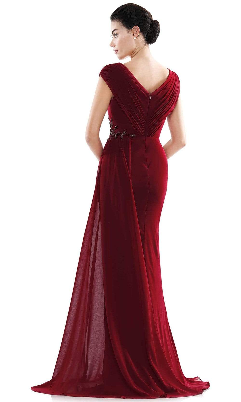 Marsoni by Colors - MV1080 Cap Sleeve Foliage Beaded Sheath Gown - view 6