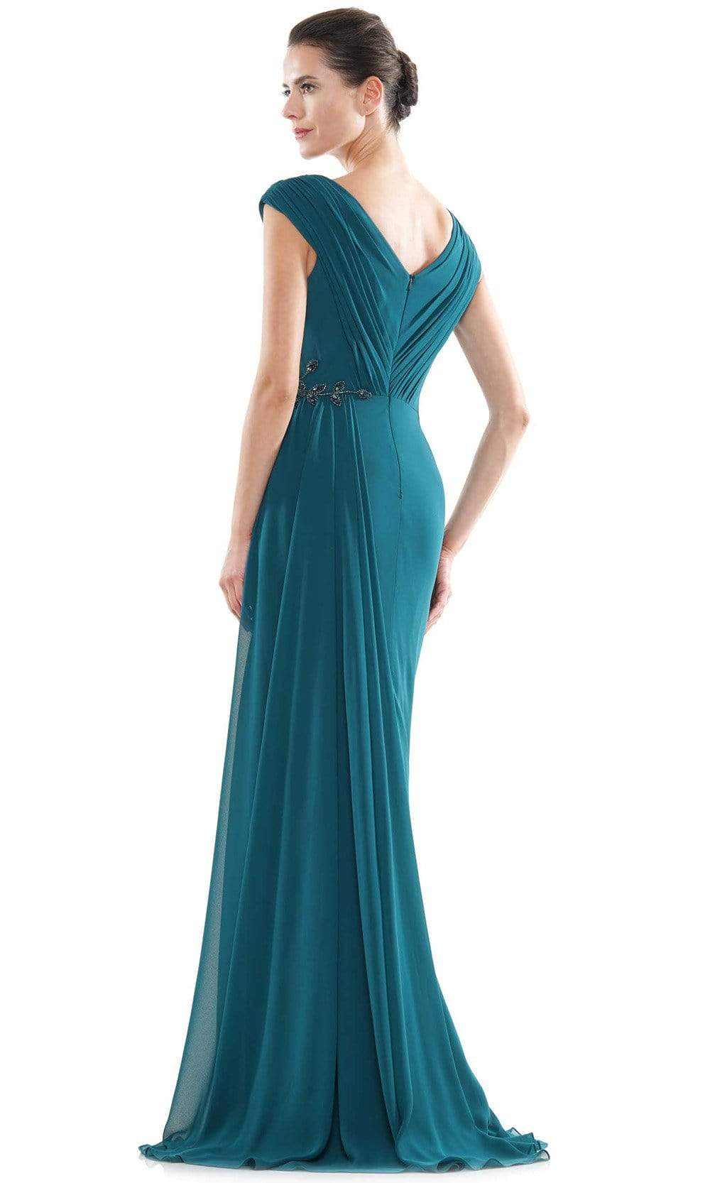 Marsoni by Colors - MV1080 Cap Sleeve Foliage Beaded Sheath Gown - back view
