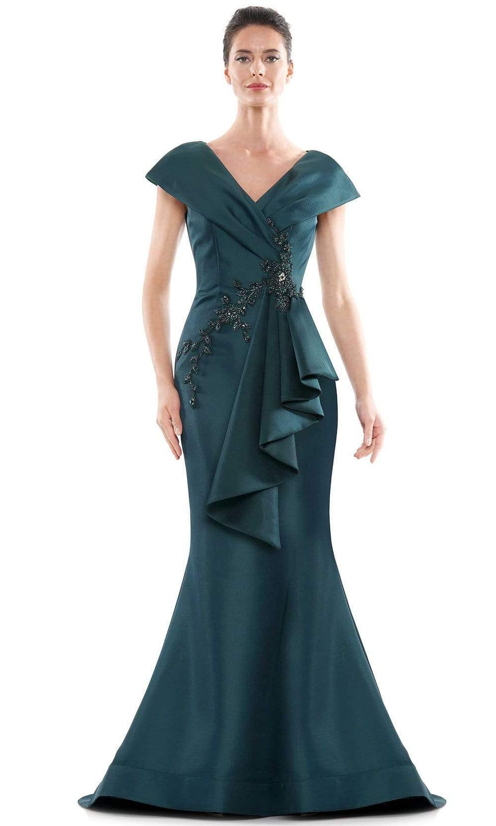 Marsoni by Colors - MV1086 Embellished V Neck Trumpet Dress - designer mother of the bride dress at Silhouette Dresses