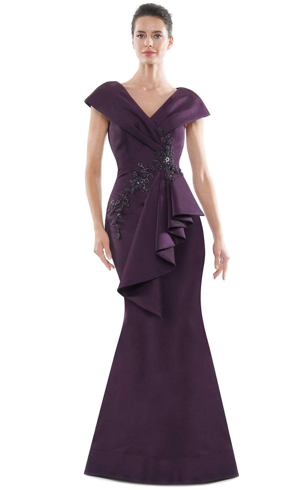 Marsoni by Colors - MV1086 Embellished V Neck Trumpet Dress - detail view