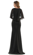 Marsoni by Colors - MV1130 Glittered Fabric Poncho Sheath Gown - back view