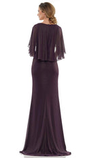 Marsoni by Colors - MV1130 Glittered Fabric Poncho Sheath Gown - view 4