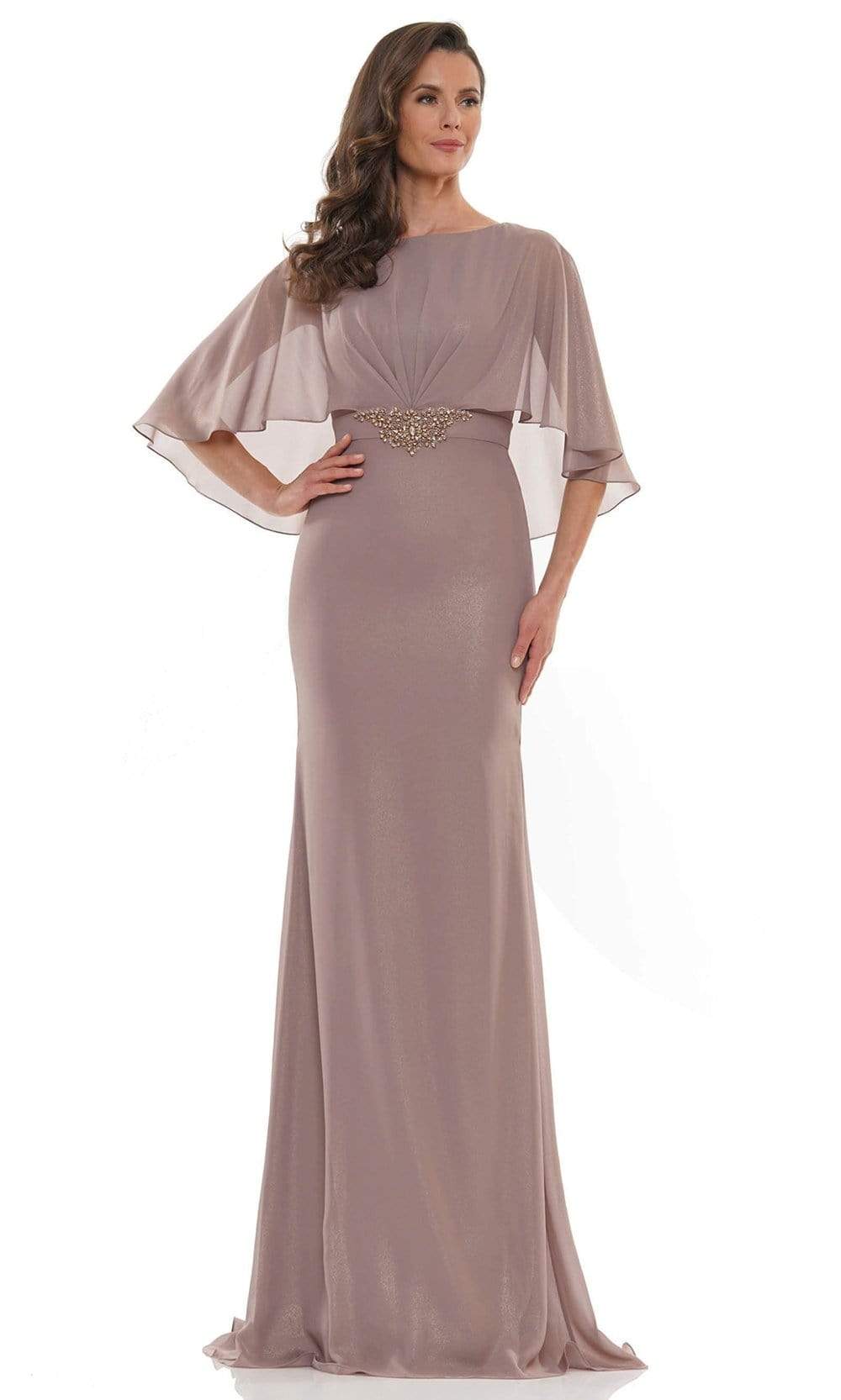 Marsoni by Colors - MV1130 Glittered Fabric Poncho Sheath Gown - view 5