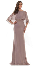 Marsoni by Colors - MV1130 Glittered Fabric Poncho Sheath Gown - view 5