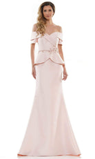 Marsoni by Colors - MV1144 Peplum Trumpet Evening Dress - designer mother of the bride dress at Silhouette Dresses