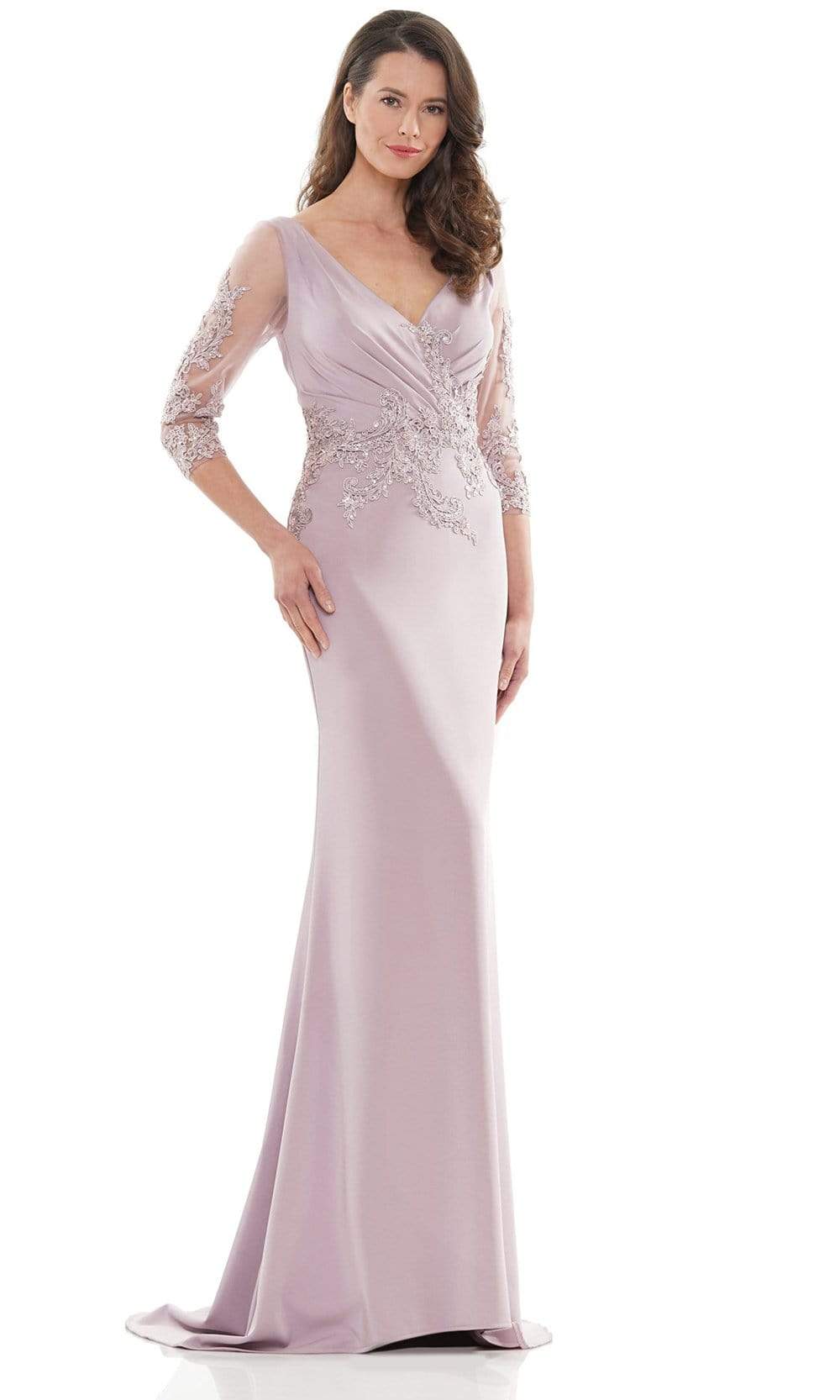 Marsoni by Colors - MV1145 Embroidery Detailed Polished Gown - back view