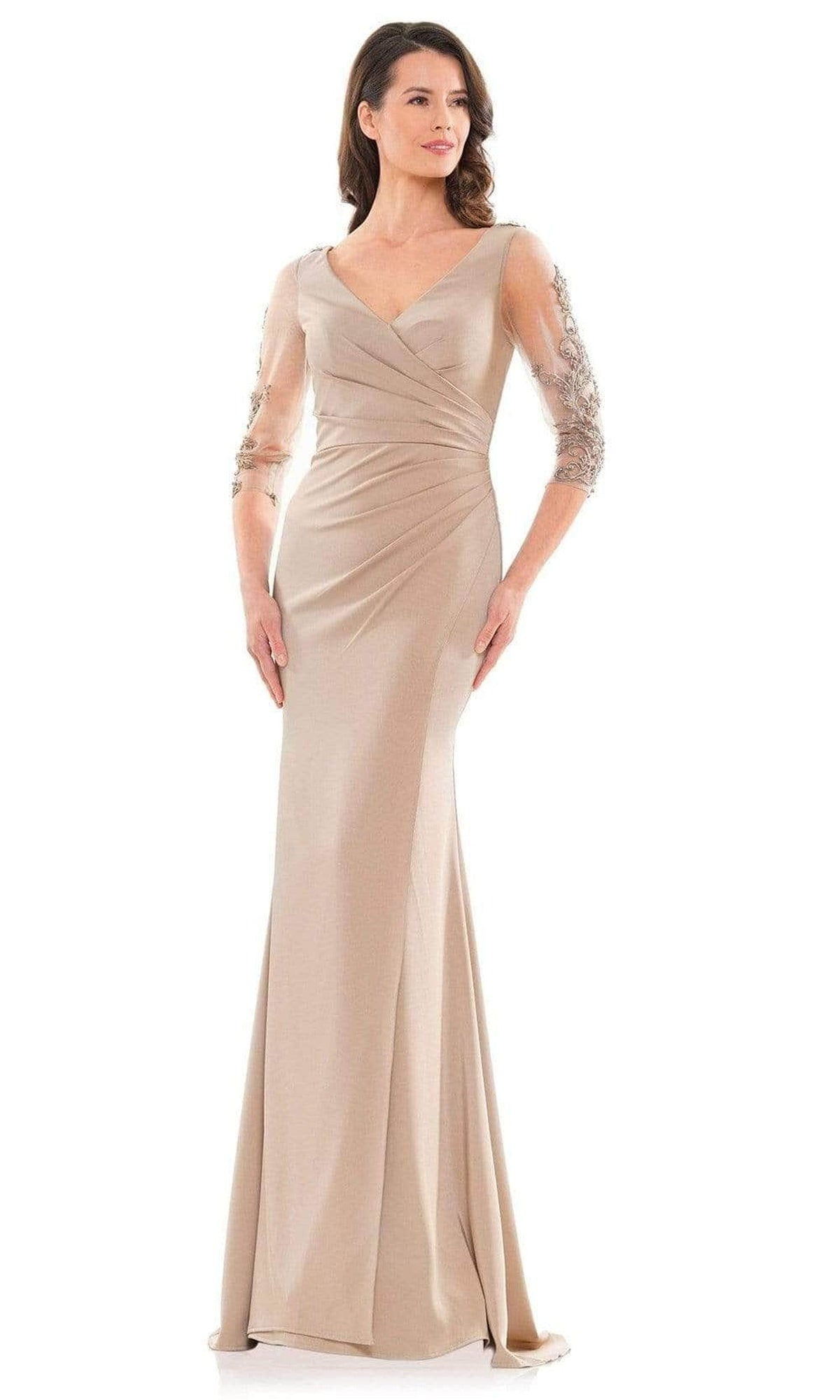 Marsoni by Colors MV1146 - Quarter Sleeve Lace Formal Gown