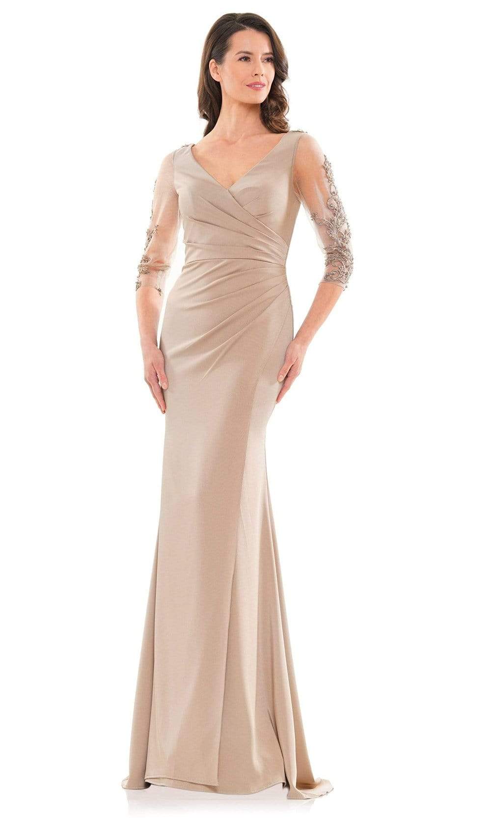 Marsoni by Colors - MV1146 Formal Pleated Bod Sheath Gown - designer mother of the bride dress at Silhouette Dresses
