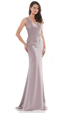 Marsoni by Colors MV1147 - Pleated V-Neck Formal Gown
