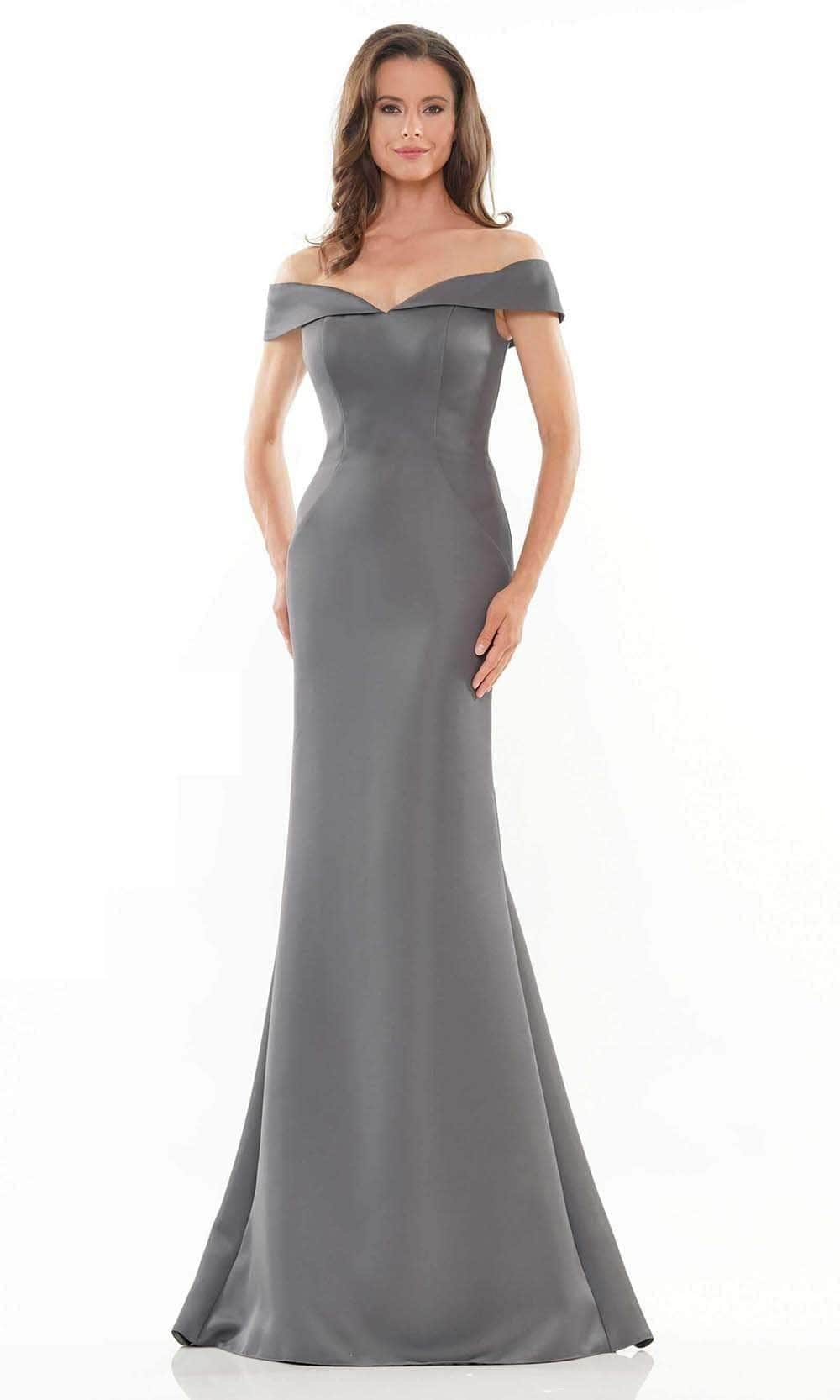 Marsoni by Colors - MV1153 Satin Off-Shoulder Mermaid Evening Gown - designer prom dress at Silhouette Dresses