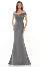Marsoni by Colors - MV1153 Satin Off-Shoulder Mermaid Evening Gown - designer prom dress at Silhouette Dresses