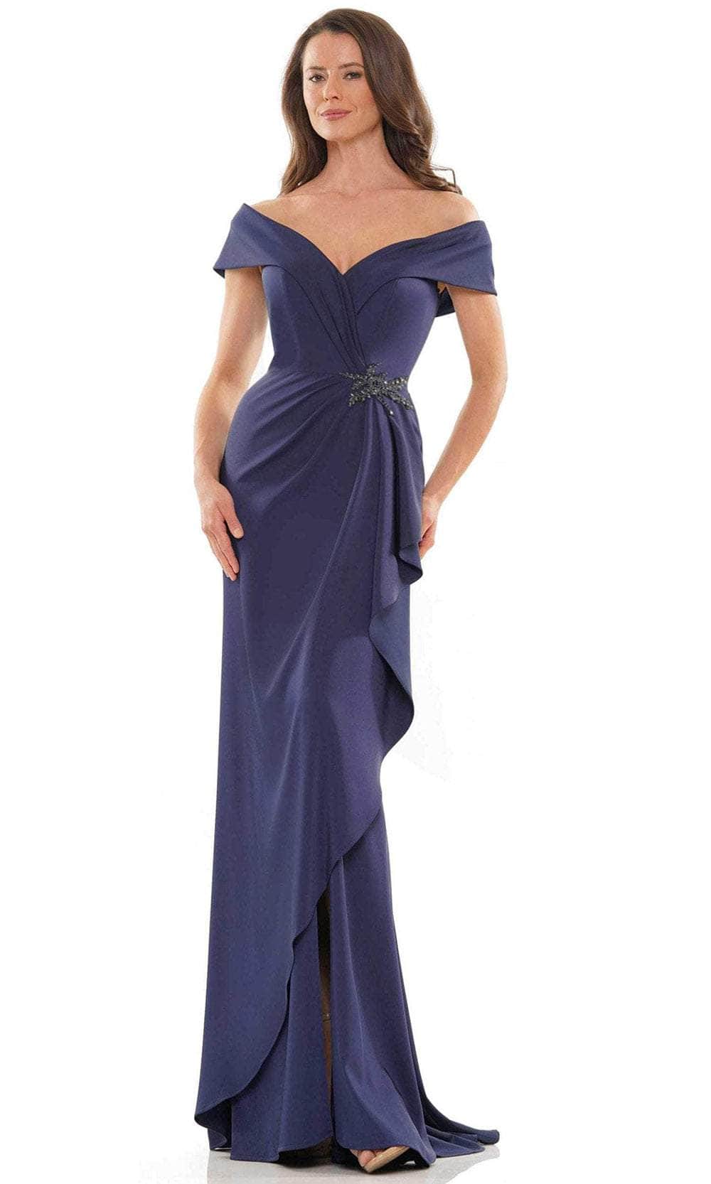 Marsoni by Colors MV1180 - Off Shoulder High Slit Evening Dress - back view