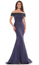 Marsoni by Colors MV1184 - Beaded Off Shoulder Dress - designer mother of the bride dress at Silhouette Dresses